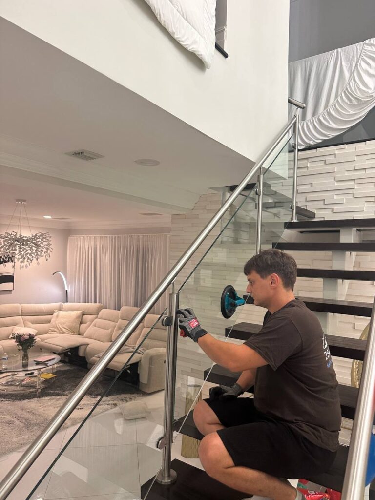 stainless glass handrail staircase boca raton